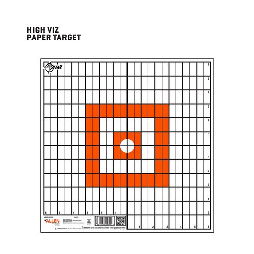 Allen Company Ez-Aim 12 inch x 12 inch Paper Grid Target, 12 Targets per Pack, Orange