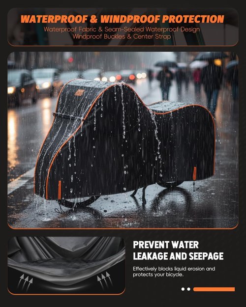 Bike Cover Waterproof - 600D Heavy Duty Bicycle Covers for 1-3 Bikes | UV, Rain, Dust & Snow Protection
