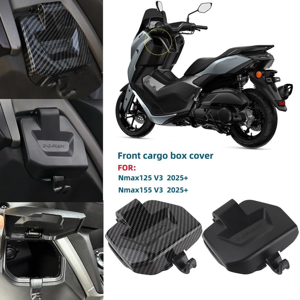 Scooter Accessories Front Storage Box Cover for NMAX N-MAX 155 125 NMAX155 NMAX125 V3 2025-2026, ABS Plastic Tool Case Lid Upgraded Left Side Pocket Cover Cap, Direct Fit Replacement (Black)