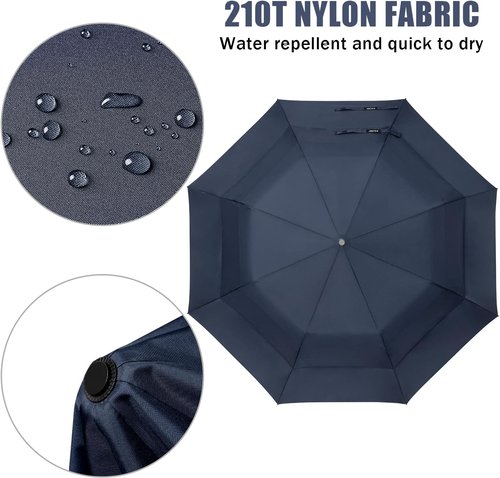 G4Free 62-Inch Portable Golf Umbrella - Large Windproof & Waterproof Double Canopy | Dark Blue