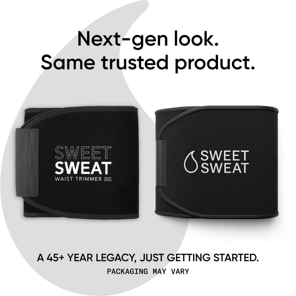 Sports Research Sweet Sweat® Waist Trimmer for Women and Men - Sweat Band Waist Trainer for High-Intensity Training & Workouts Black/White