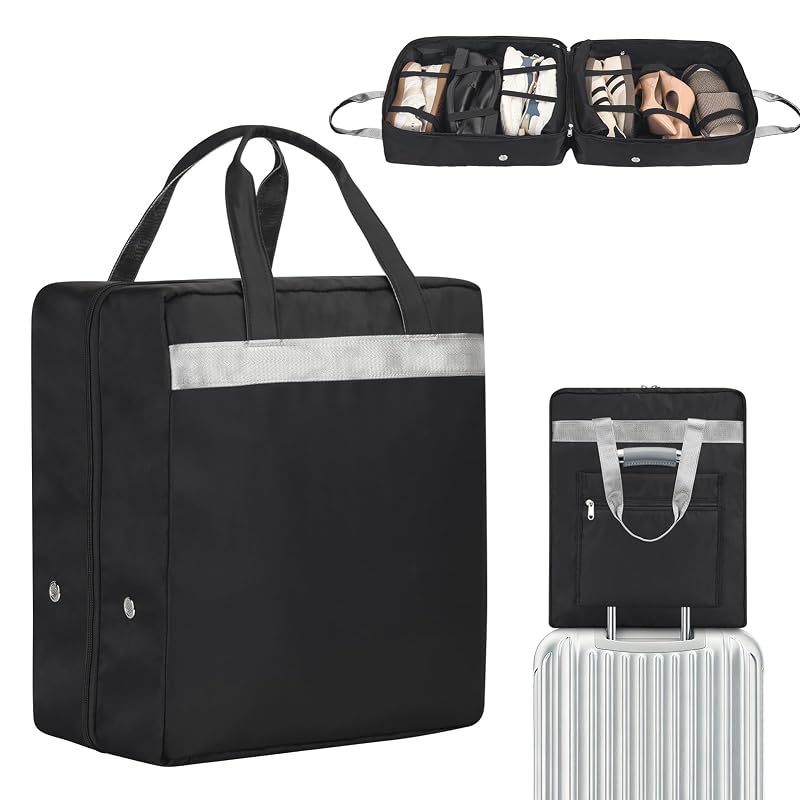 Black Travel Shoe Bags – 13.58 x 9.45 x 16.73in, 2-Compartment, Nylon, ZHIERNA