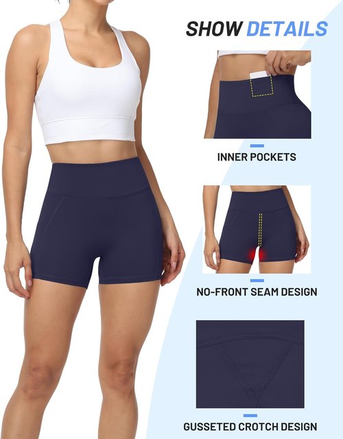 Moozava Women's High Waisted Biker Shorts - No Front Seam Tummy Control Spandex for Yoga & Gym | 3"/5"/8" Sizes