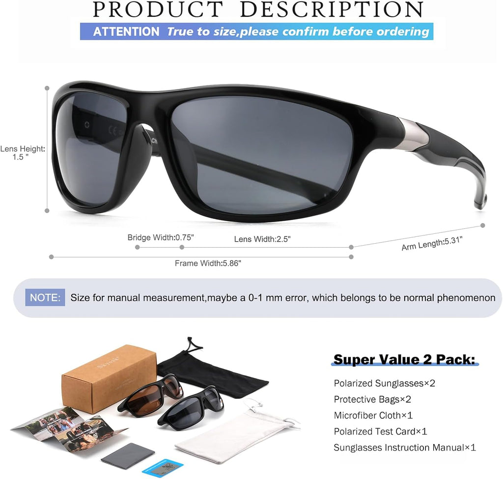 SKYOAK Polarized Sports Sunglasses - Scratch & Saltwater Resistant TR90 Wraparound Design for Men & Women