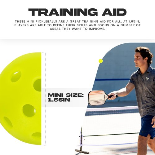 Franklin Sports Mini Training Pickleballs - 1.65" Inch Practice Pickleballs - Indoor + Outdoor Balls for Speed, Control + Accuracy Training - Yellow - 12 Pack