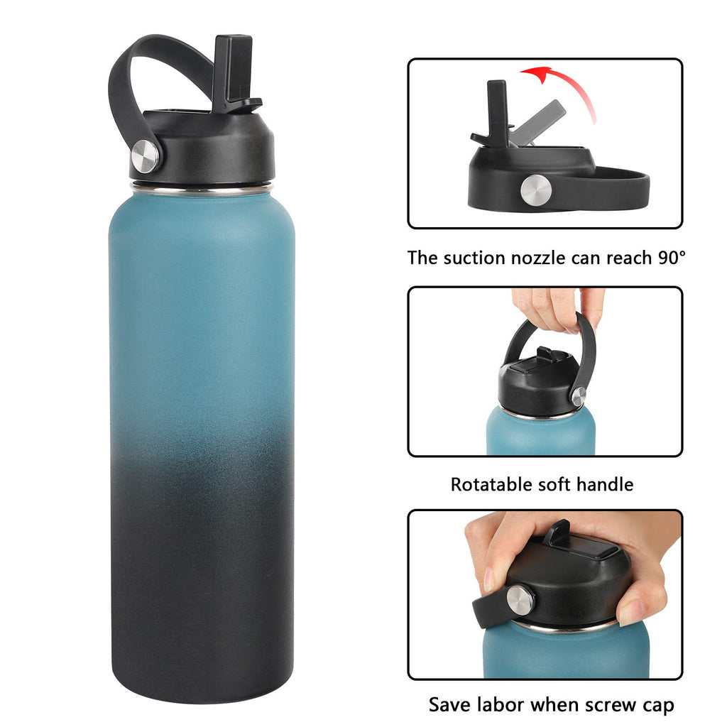 Straw lid for Hydroflask Wide Mouth Water Bottle,Straw Lid Flexible Handle Fit Hydro Flask 12 16 18 20 32 40 64 oz,Sports Straw Cap Flip Top Lid Water Bottle Lid Accessories…