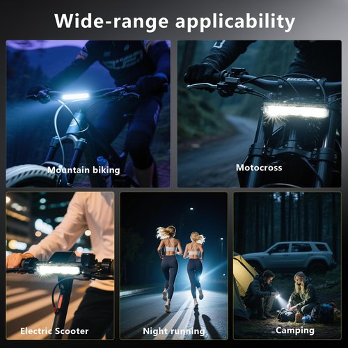 OFFBONDAGE Bike Light Bar for Ebike, 900 Lumens Rechargeable Front Light with 2000mAh Battery, IPX5 Waterproof, 5 Modes Bicycle Headlight for Commuting, Night Riding, Cycling