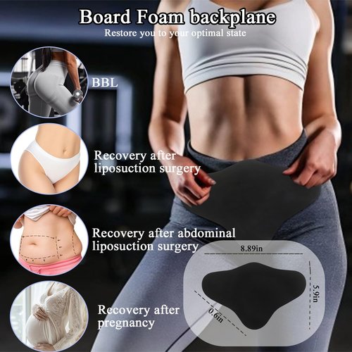 Clapery Lipo Foam Back Board, Premium Lumbar Board for Back Support Lumbar Board for Comfort, Abdominal Shaping Compression Pad (Black)
