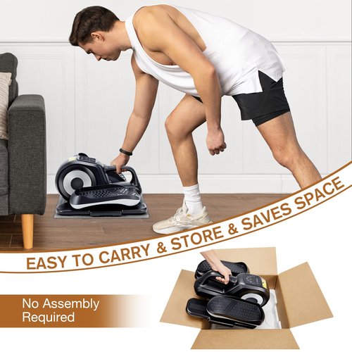 Hodem Under Desk Elliptical Machine Seated Machine Quiet Compact Mini Leg Exerciser While Sitting Elliptical Trainer for Seniors Adults Home Office Use A-Grey-Orange