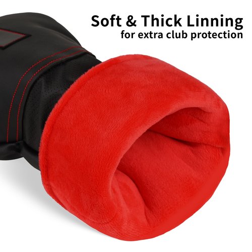 Craftsman Golf Club Cover Driver Head Cover Golf Headcover Premium Solid Black Leather Driver Headcovers for Golf Clubs