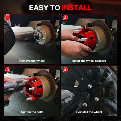 2 Inch Golf Cart Wheel Spacers Kit, 4x4 Golf Cart Wheel Spacer with Lug Nuts for Club Car EZGO YAMAHA, Wheel Spacers with 1/2"-20 Studs, 2.68''(68mm) Hub Bore, 4''(101.6mm) Bolt Pattern, 4PCS, Red