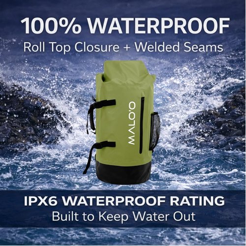 Malo’o 45L Waterproof Dry Bag Backpack - Heavy Duty Roll Top for Fishing, Beach & Outdoor Adventures