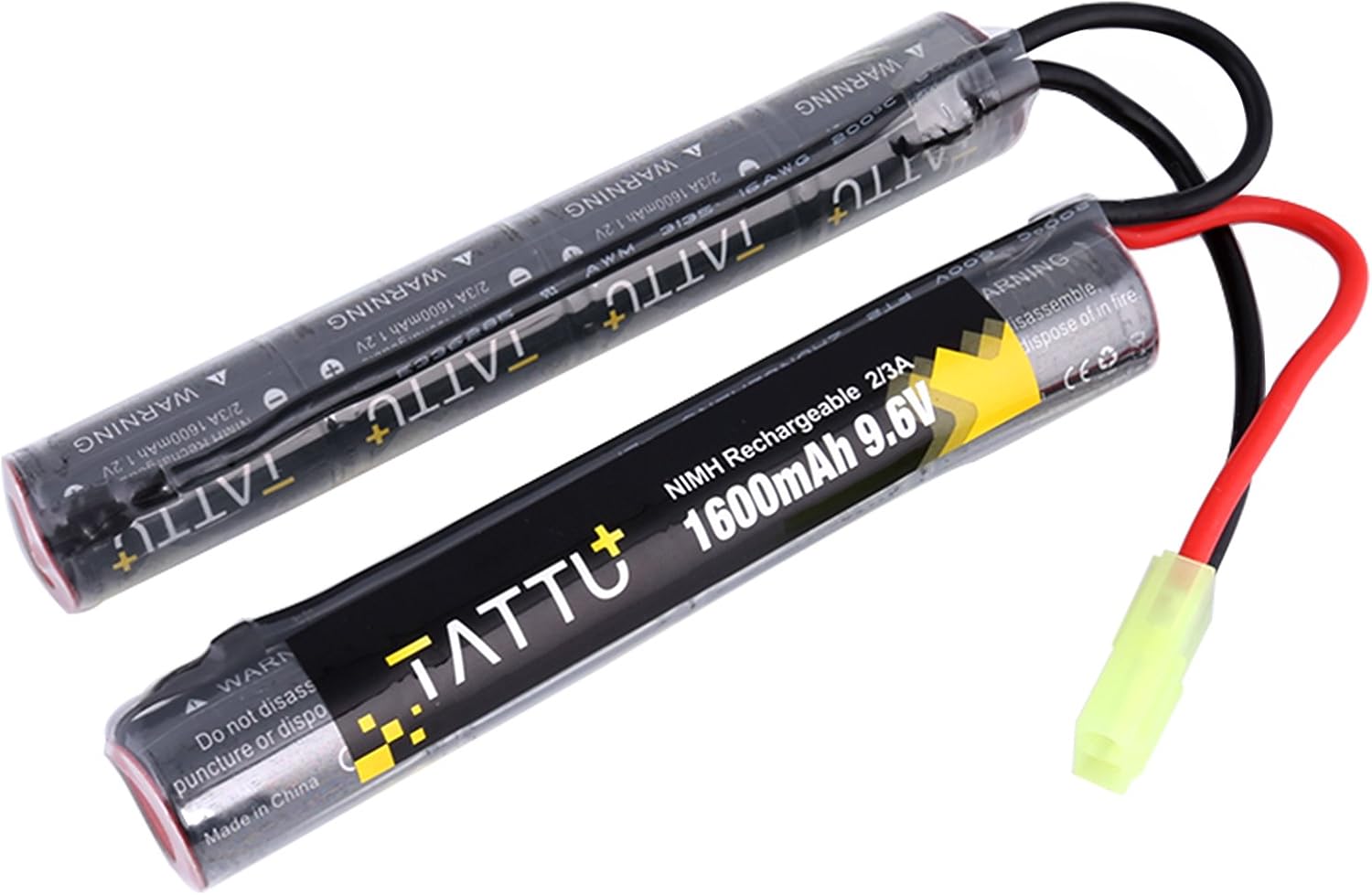TATTU 9.6V NiMH Rechargeable Battery Pack - 1600mAh Butterfly Nunchuck with TMY Connector for Airsoft G36 & M733