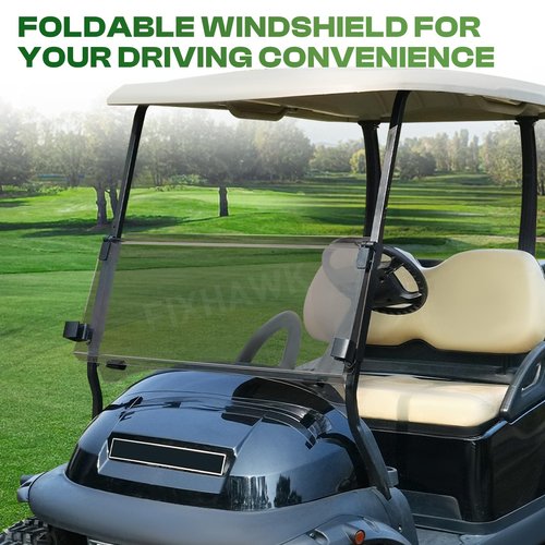 FIXHAWK Club Car Precedent Windshield, Club Car Windshield Replacement for Tempo, Precedent, Onward 2004-up Gas/Electric Golf Carts, Foldable Tinted Precedent Golf Cart Windshield (37.59"W x 33.96"H)