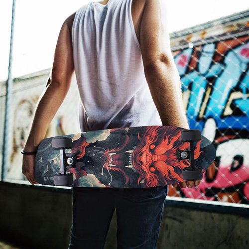 SDMKA Red Dragon Pattern Skateboard Grip Tape 9" x 33" Bubble Free Waterproof Skateboard Grip Tape Sheet Non Slip Griptape for Skateboard Longboard