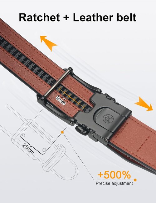JUKMO Leather Ratchet Belt for Men - 1.5" (38mm) Adjustable Style in Gift Box