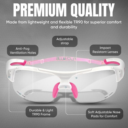 BLUE CUT Sports Safety Goggles Interchangeable Sun Lens Anti Fog UV Protection Indoor Outdoor Pickleball Cycling Basketball