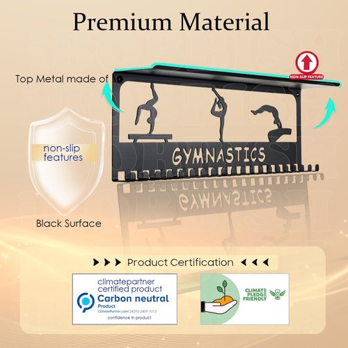 Metal Medal Hanger | Heavy-Duty Trophy Display with 20 Hooks - Non-Slip Wall Mount for Gymnastics, Race, Soccer, Swim