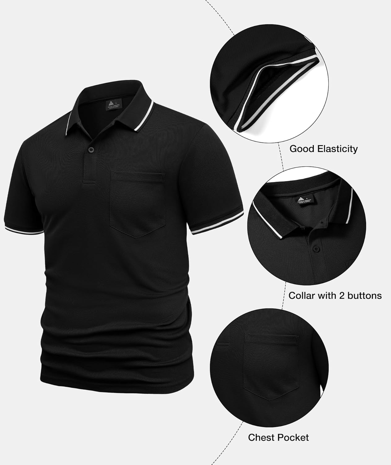 ZITY Men's Polo Shirt - Casual Short Sleeve Athletic Tee with Contrast Collar & Pocket