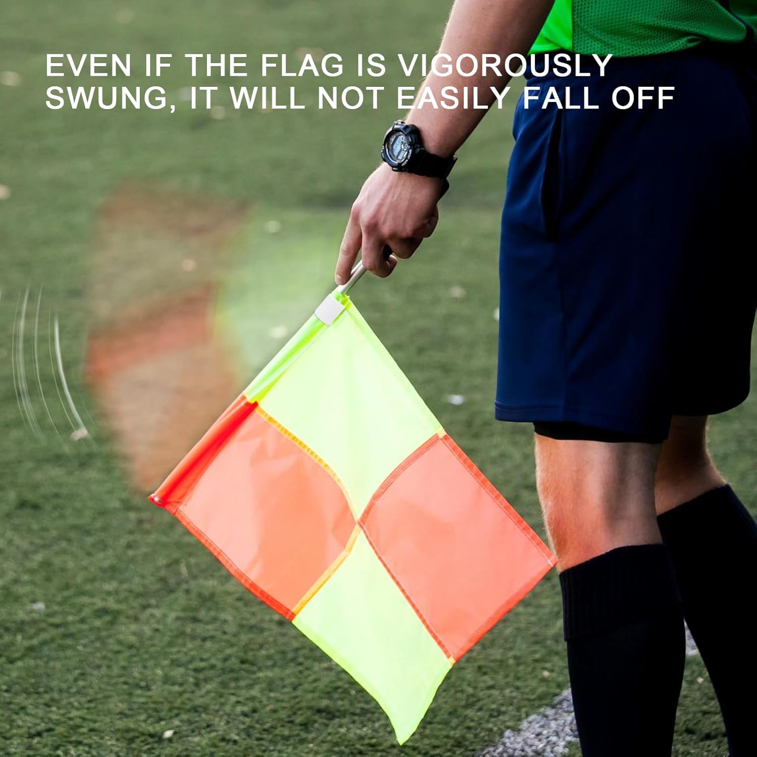 Redgino Soccer Referee Kit - 2 Pcs Checkered Linesman Flags, Red & Yellow Cards, Whistles & Storage Bag