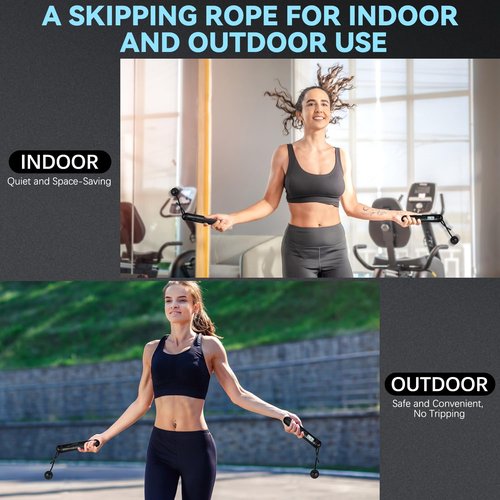 Skipping Rope with Counter, Cordless Jump Rope Smart Skipping Rope,Adjustable Digital Counting Jumps Ropes,2 In 1 Weighted Ropeless Skip-ping Ropes,Ropeless Jumpes Rope Jump Ro-pe for Lose Weight, Burn Calories