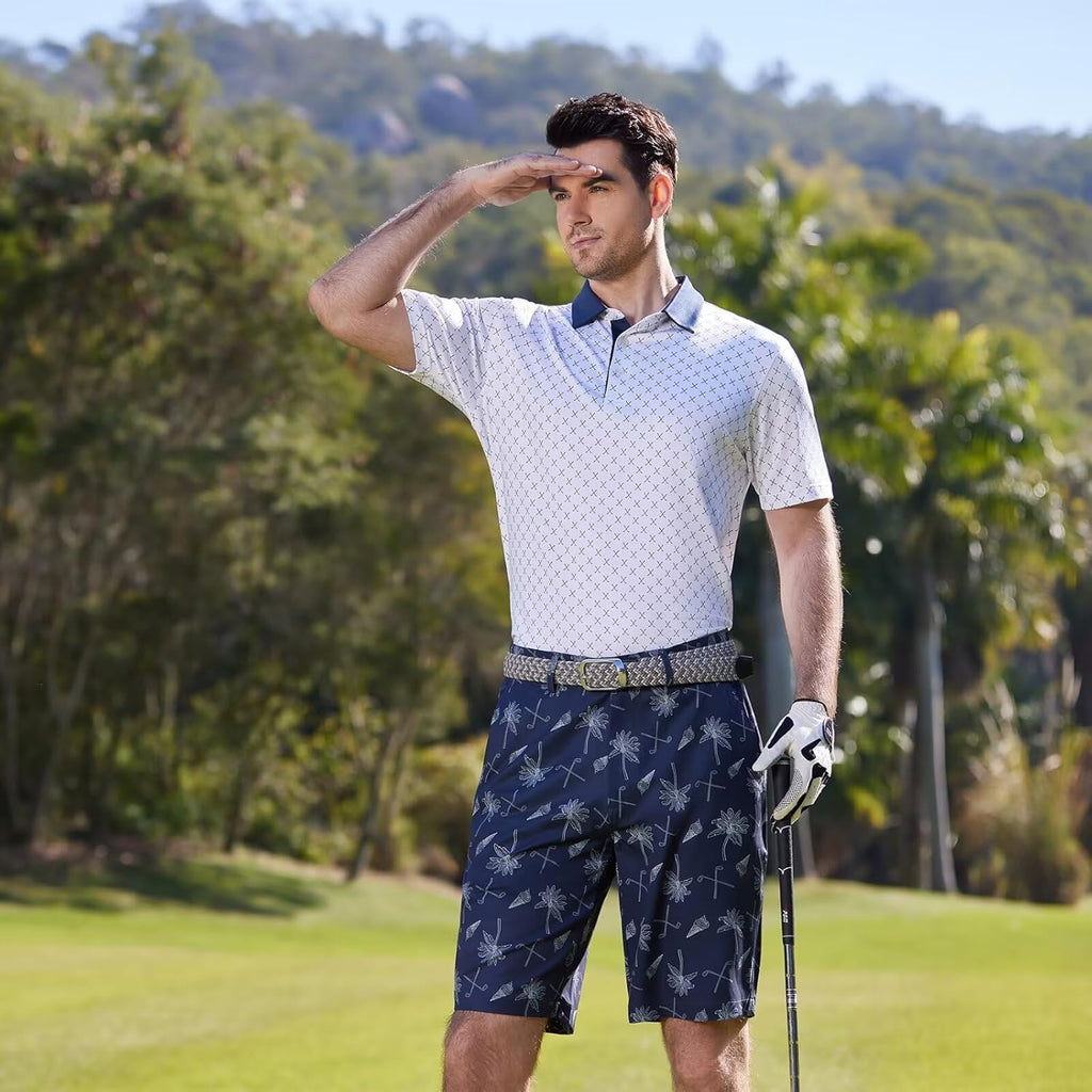 Skiennix Golf Shirt for Men - Dry Fit Performance Polo with Moisture-Wicking Fabric | Short Sleeve Print