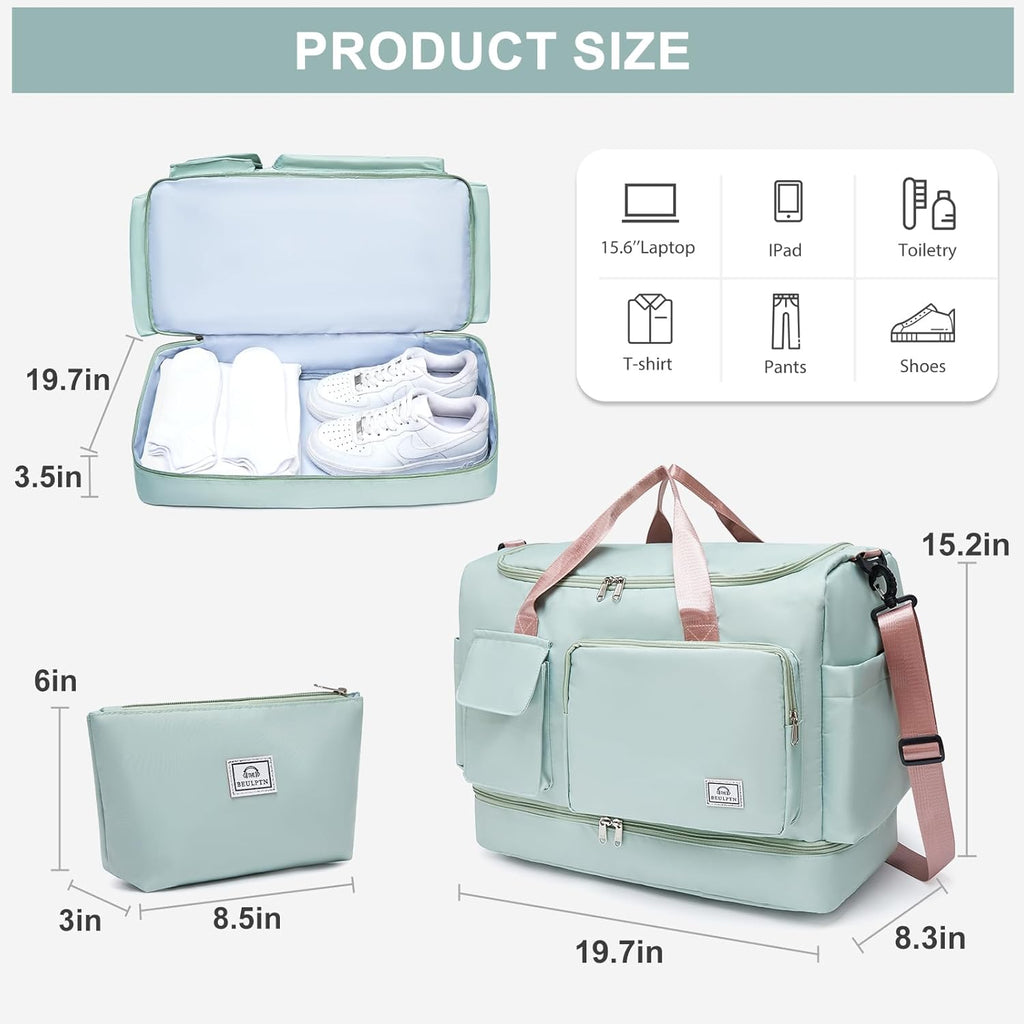 Skiennix Small Gym Bag - Women's Travel Duffle with Shoe Compartment | Perfect for Weekender Trips