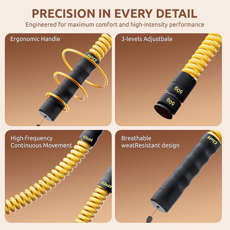IPO 2026 Upgrade Weighted Ropeless Battle Rope – Heavy Duty Cordless Home Gym, Yellow+Yellow Max