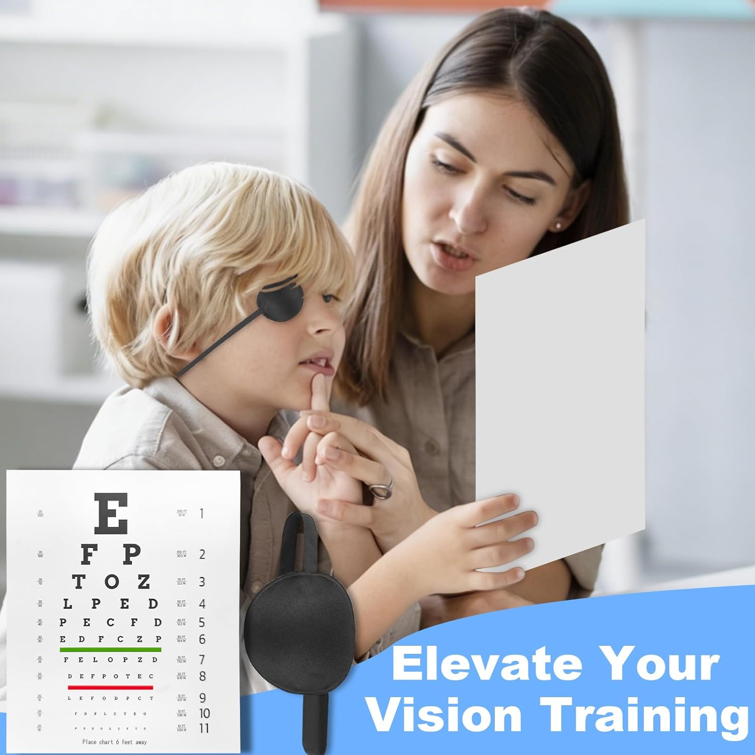 Vision Convergence Beads Training Kit - Snellen Eye Chart & Strabismus Correction Cards for Eye Muscle Strengthening and Focus Exercise