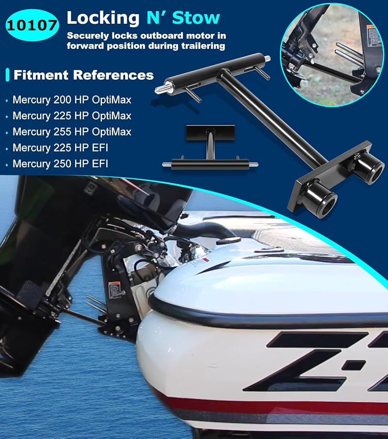 Locking N’ Stow Transom Saver for Mercury OptiMax Outboard Trailing Motors