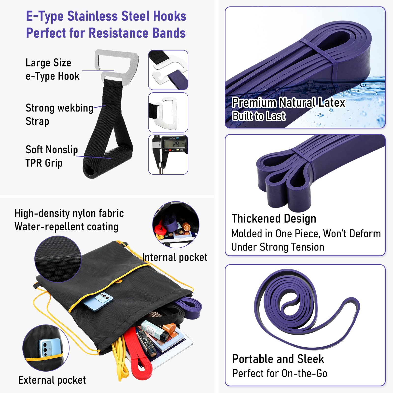 Shappy 8 Pcs Resistance Bands (5-85lbs) Exercise Workout Pull up Assist Bands with Handles for Woman Man Working Out Fitness Training Physical, Carry Bag Included