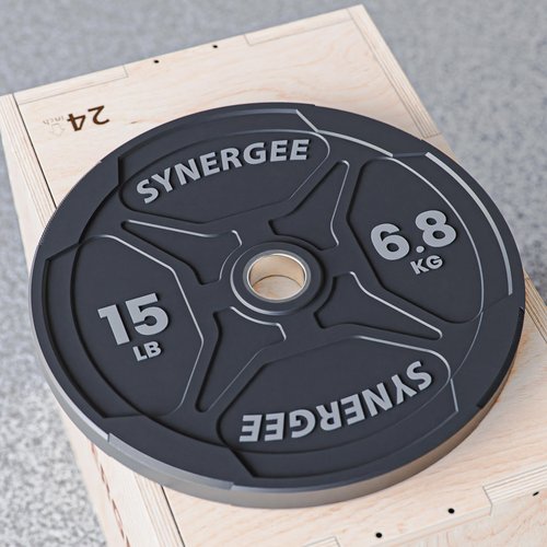 Synergee EZ Grip Bumper Plates 15 LB Pair Black