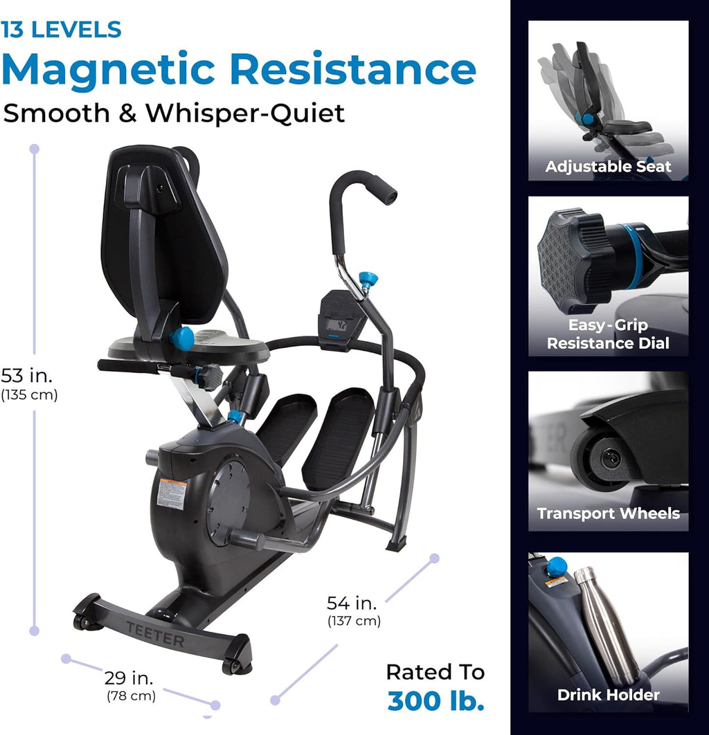 Teeter FreeStep Recumbent Cross Trainer | Zero-Impact Exercise Bike Alternative, 350lb Capacity