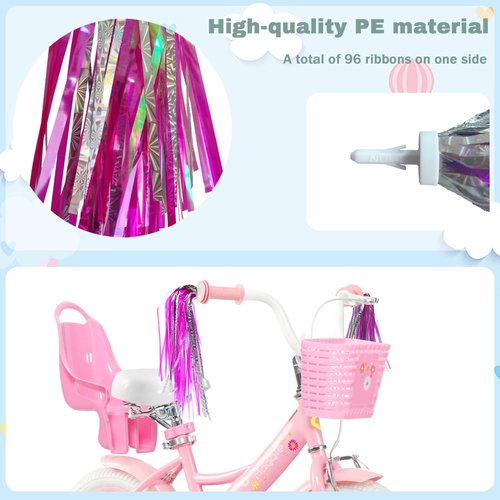 Kids Bike Bell with 2 Pcs Bike Streamers for Girls, Cute Children's Bicycle Accessories（Unicorn Bell+Tassels）