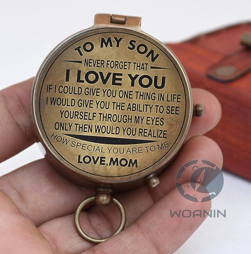 Personalized Son Gifts Compass with Leather Case Mom to Son Gifts – to My Son Love Mom – Mother to Son Gifts - Son Graduation Gifts, Son Birthday Gifts, Son Wedding Gifts
