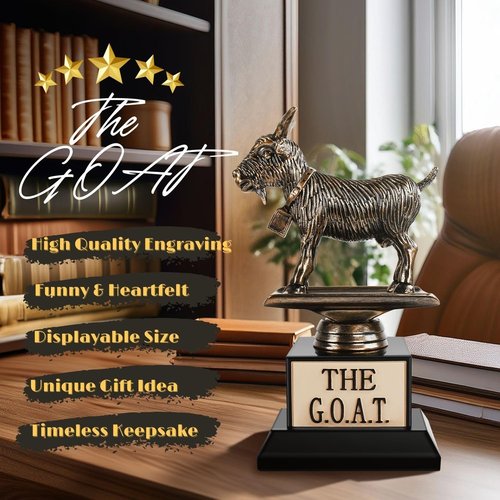 Flexzion Goat Trophy Award - Funny Engraved Recognition Plaque for Adults | Unique Gift for Sports, Teachers & Friends