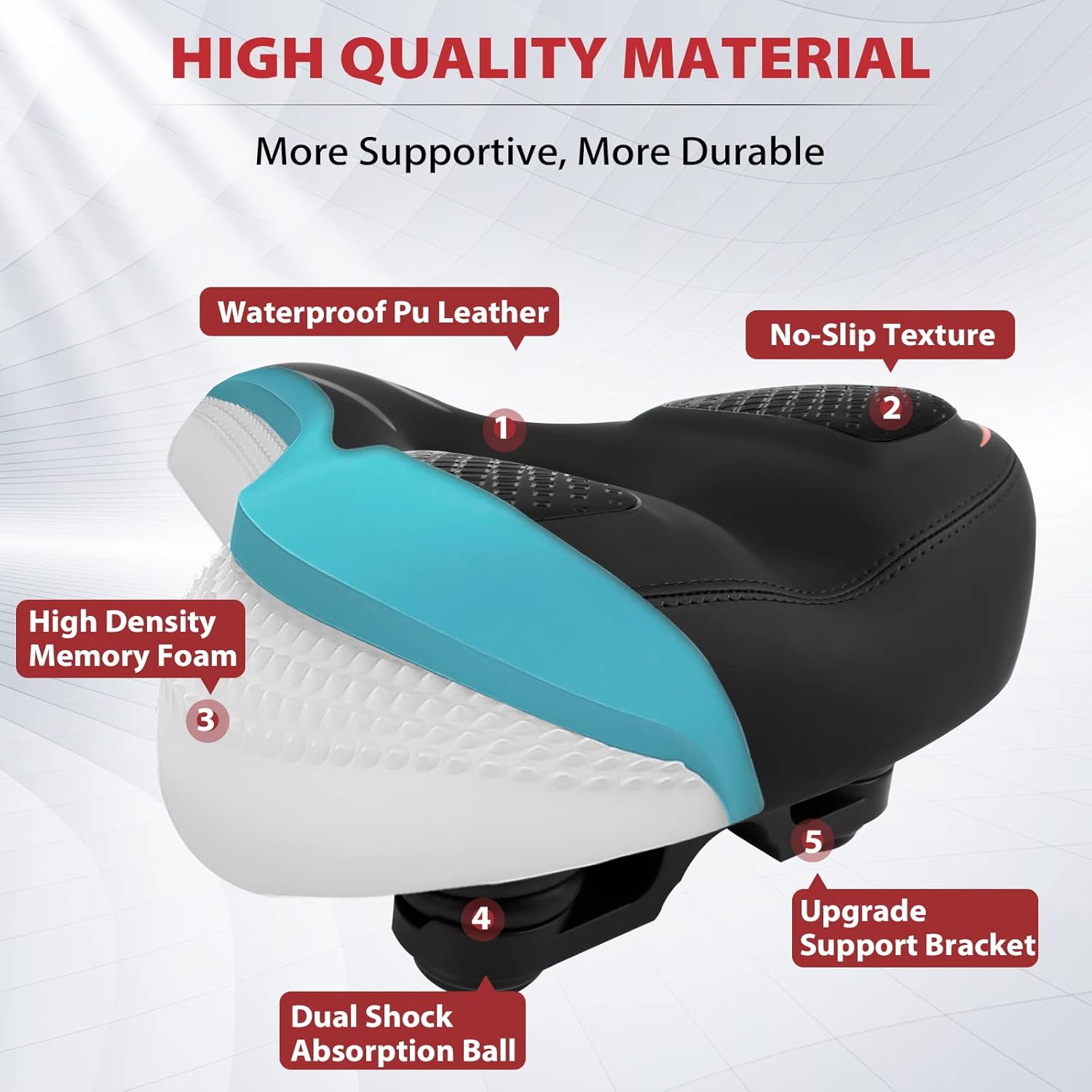 Peloton Compatible Oversized Bike Seat - Extra Wide Comfort Saddle for Men & Women | Large Replacement for Spin & Road Bikes