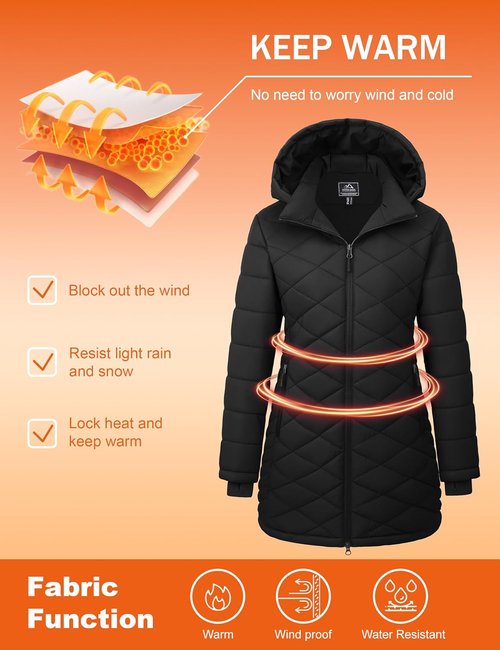 MAGCOMSEN Women's Lightweight Quilted Puffer Jacket - Warm Waterproof Coat with Hood