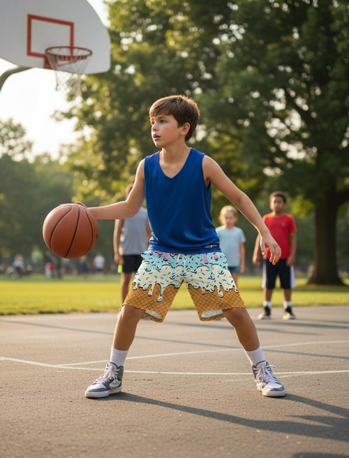 Cozople Boys Athletic Shorts Kids Pink Drip Ice Cream Running Shorts Size 7 Lightweight Sport Shorts for School