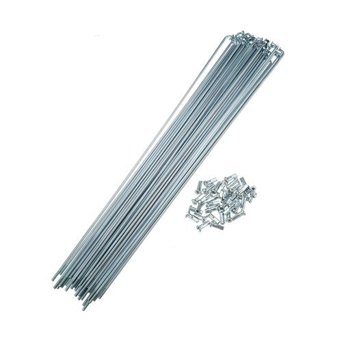 REPAIROCK 36 Pcs 14G J Bend 260mm x 2mm Bike Bicycle Spokes with Nipples Steel Silver Tone Auto Replacement Parts