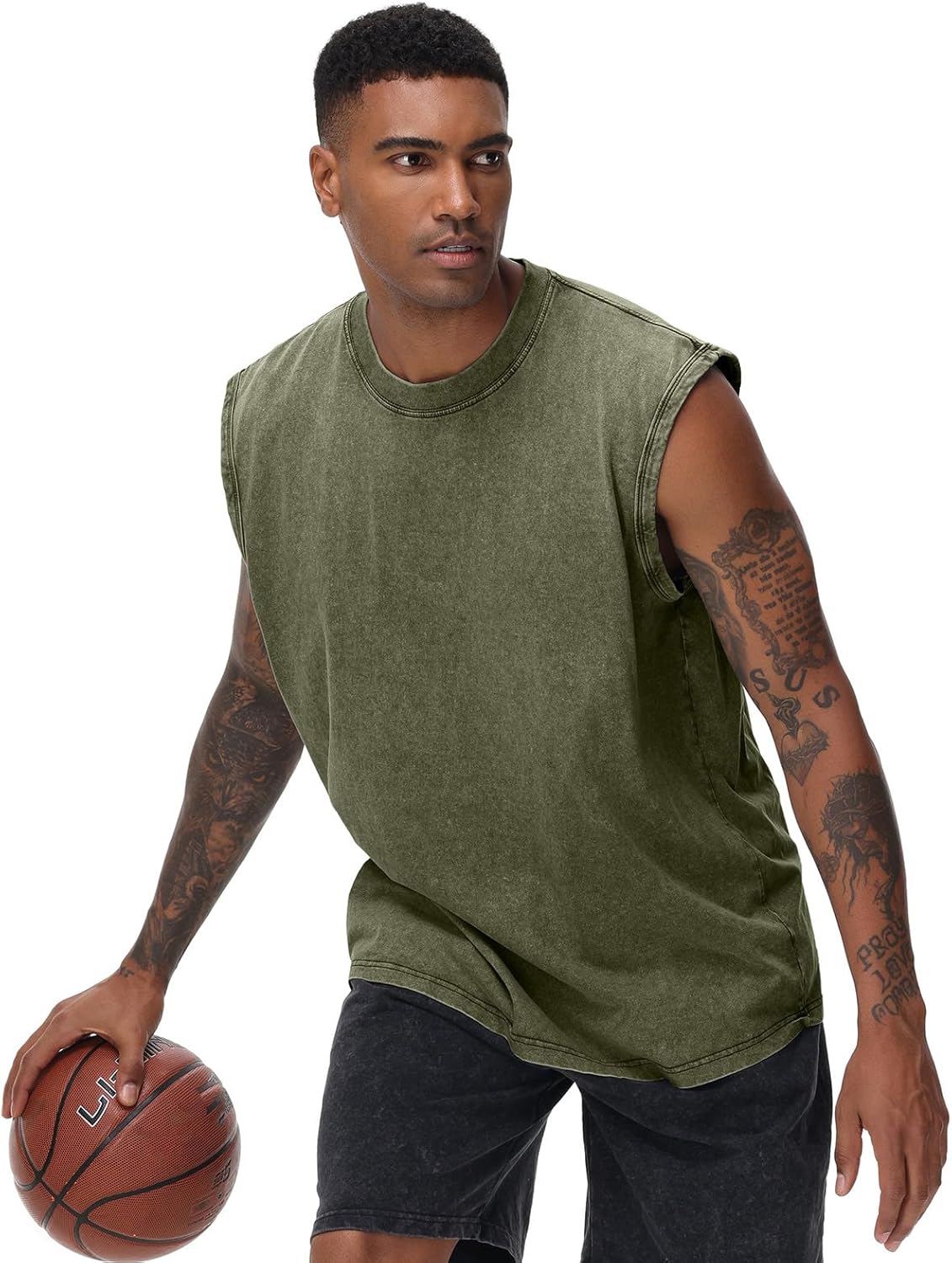 Skiennix Men's Cotton Sleeveless Tank Tops - Loose Fit Muscle Tees for Gym & Beach Activities