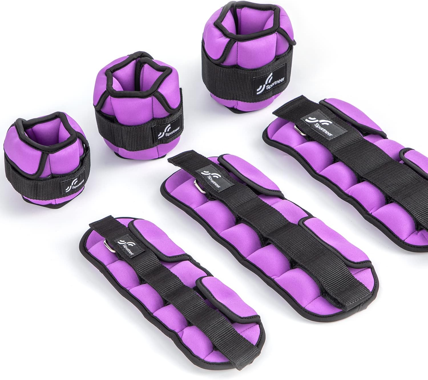 Sportneer Adjustable Ankle and Wrist Weights - Comfortable Fit for Fitness | 1-7 lbs / 1-10 lbs Set
