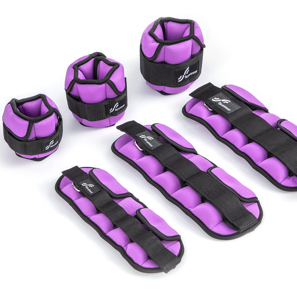 Sportneer Adjustable Ankle Weights for Women and Men：1 Pair 1 2 3 4 6 7lbs Upgraded Easily Adjustable Leg Weight, Weighted Wrist Weight Strap for Gym, Fitness, Workout, Walking, Dancing