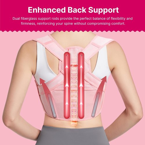 Fit Geno Posture Corrector - Adjustable Lightweight Upper Back Brace for Pain Relief | M/L (32"-45")