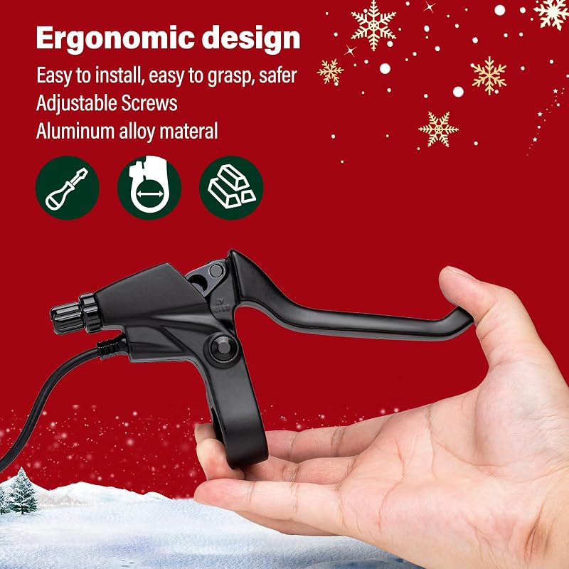 2 Pin Brake Levers for Electric Bicycle, 12cm Cable Length, 1 Pair - Variation: 2 Pin Male + No Extension Cable