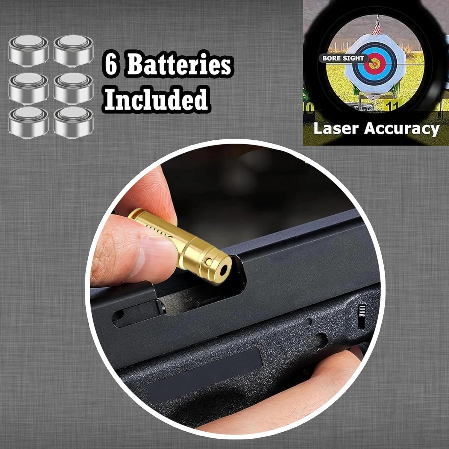 Red Dot 9mm Laser Bore Sighter - Precision Hunting Tool for Accurate Sight Alignment