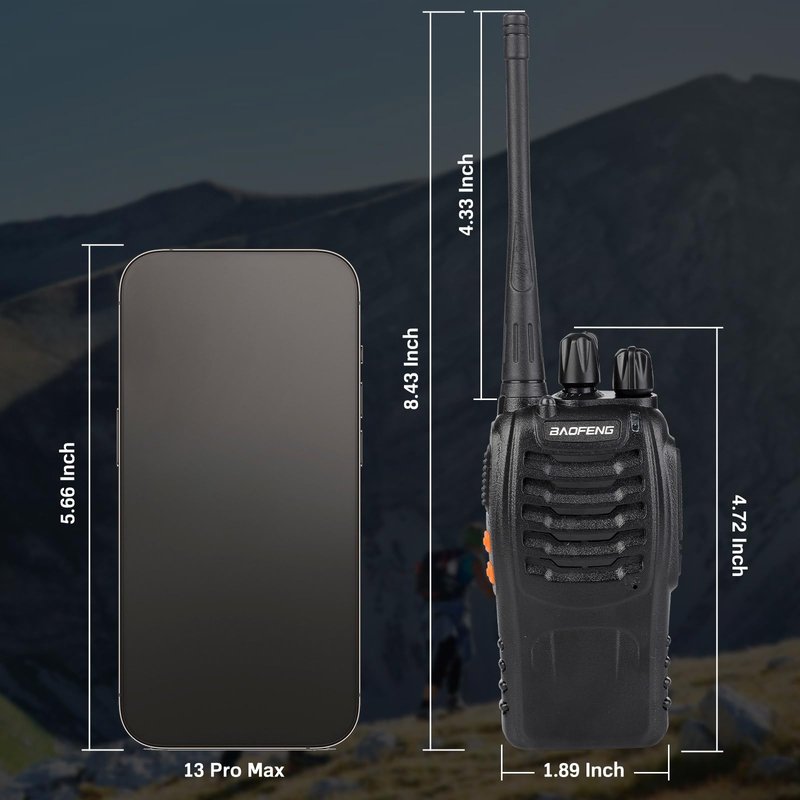 BAOFENG Walkie Talkies 888S Rechargeable Long Range with Earpieces for Adults, 16 Channel Professional Radio Handheld Two Way Radios Li-ion Battery and Charger Included