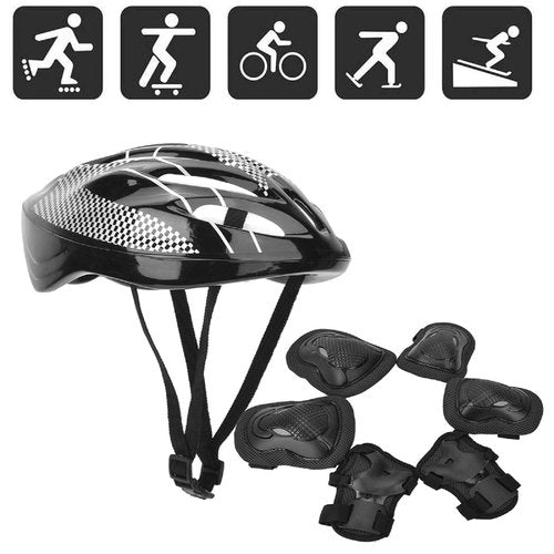 SunshineFace 7pcs Adult Roller Skating Protection Gear Set, Knee Pads + Elbow Pads + Gloves + Helmet