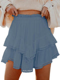 Aoudery Flowing Shorts for Women - Casual Boho Ruffle Tiered Skorts | High Waist Mini Golf & Tennis