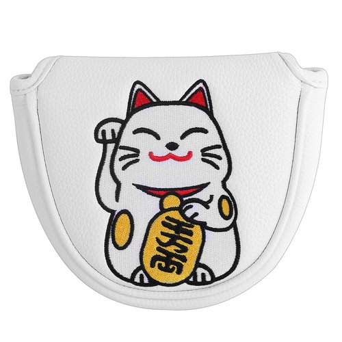 SHABIER Maneki-Neko Lucky Cat Design Mallet Putter Headcover with Centre Shafted for Mallet Headcover